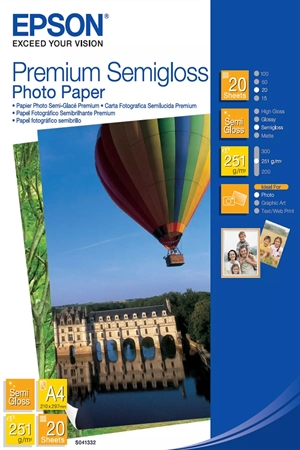 Papier fotograficzny Epson A4 Premium Semigloss 251 g/m², 20 arkuszy