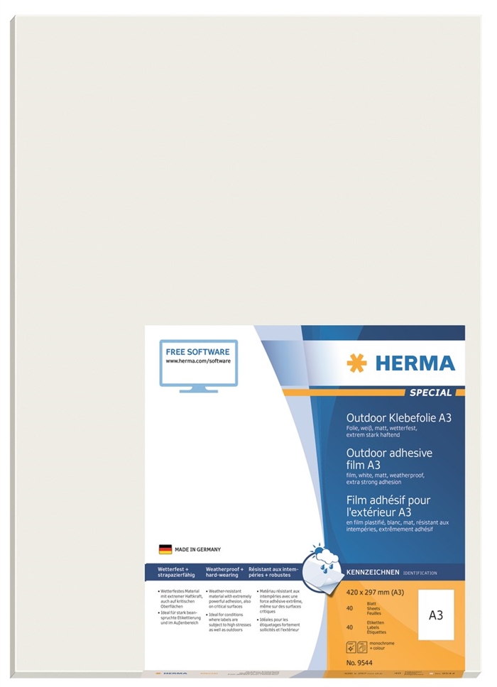 HERMA film etykietowy, extra mocny, 420 x 297 mm, 40 sztuk.